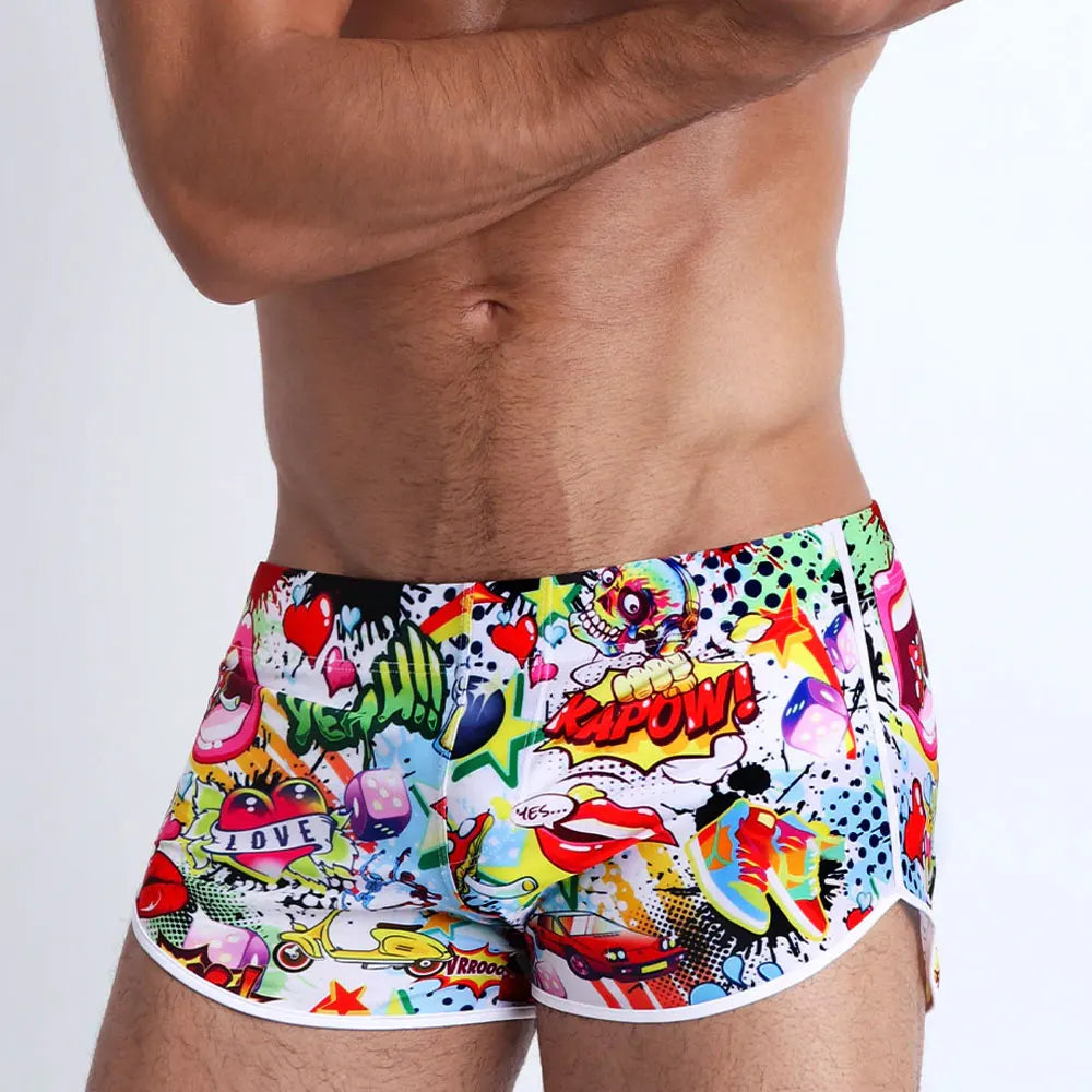 Mens Quick Dry Cartoon Swim Shorts
