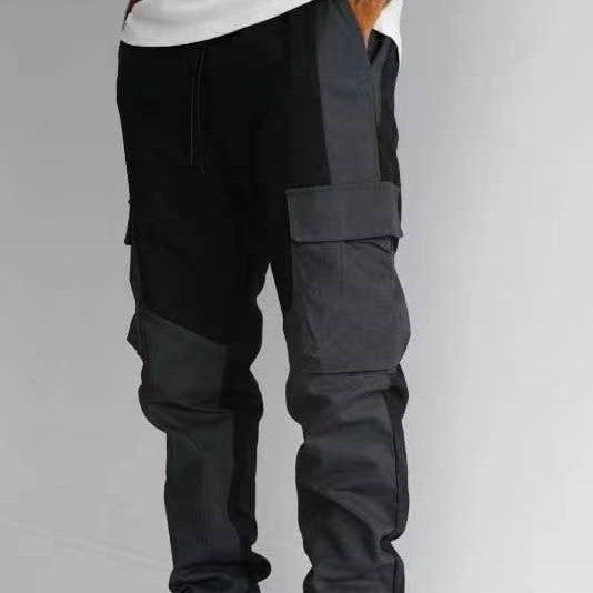 Men's Straight Leg Large Pocket Stitching Pants