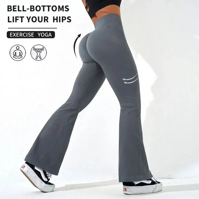 Women's Hip-Lifting Diamond Waist Flared Bell-Bottom Yoga Workout Pants