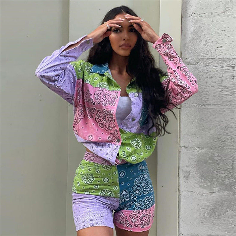 Two-Piece Multi-Colored Paisely Print Set