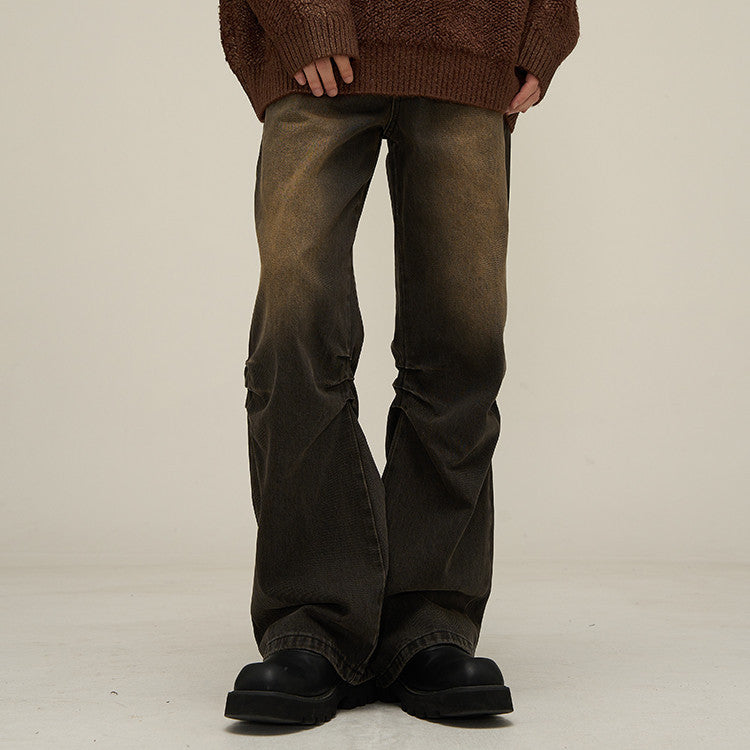 Men's Vintage Micro Flared Rust Washed Dark Jeans
