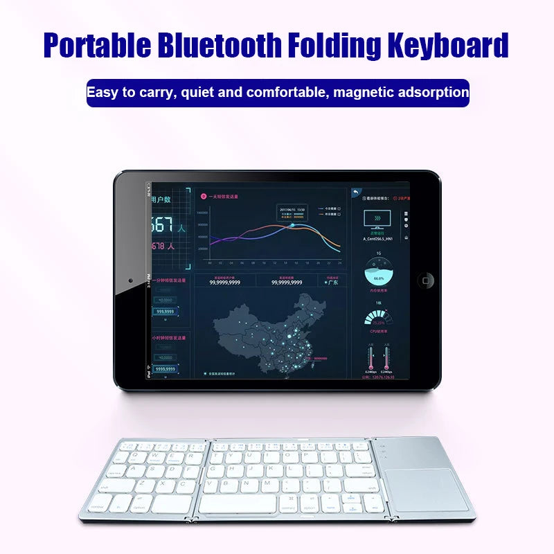 Multi-Compatible Mini Wireless Folding Bluetooth Keyboard [Model B033 includes Touchpad]