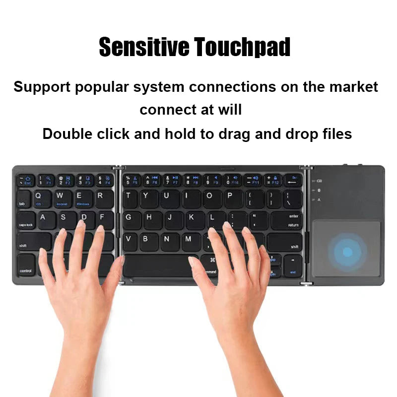 Multi-Compatible Mini Wireless Folding Bluetooth Keyboard [Model B033 includes Touchpad]