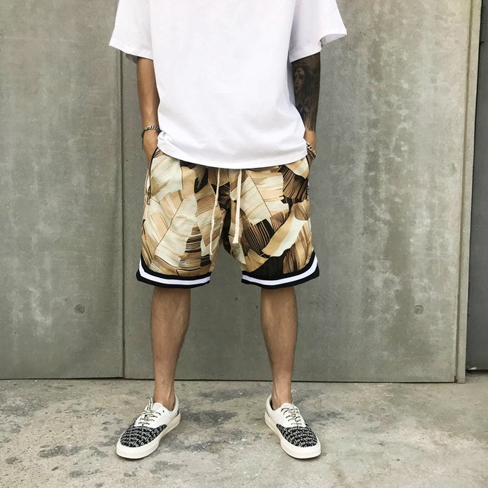 Large Pocket Floral Print Basketball Shorts