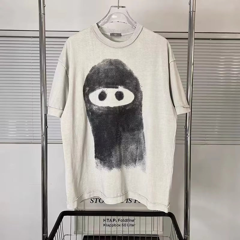 Chalk Mask Print Oversized Vintage Tee 