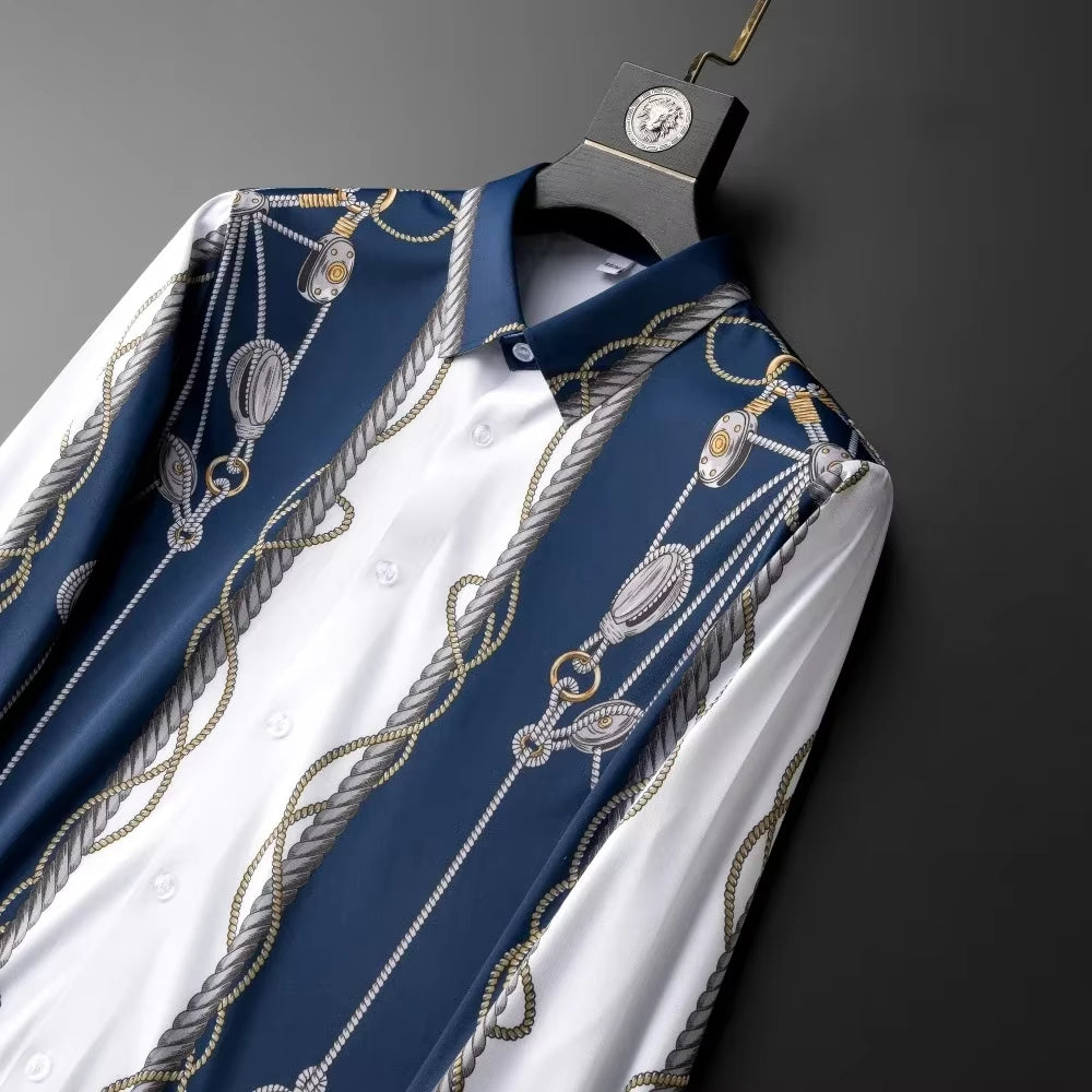 Premium Luxury Printed Button-Up Dress Shirt