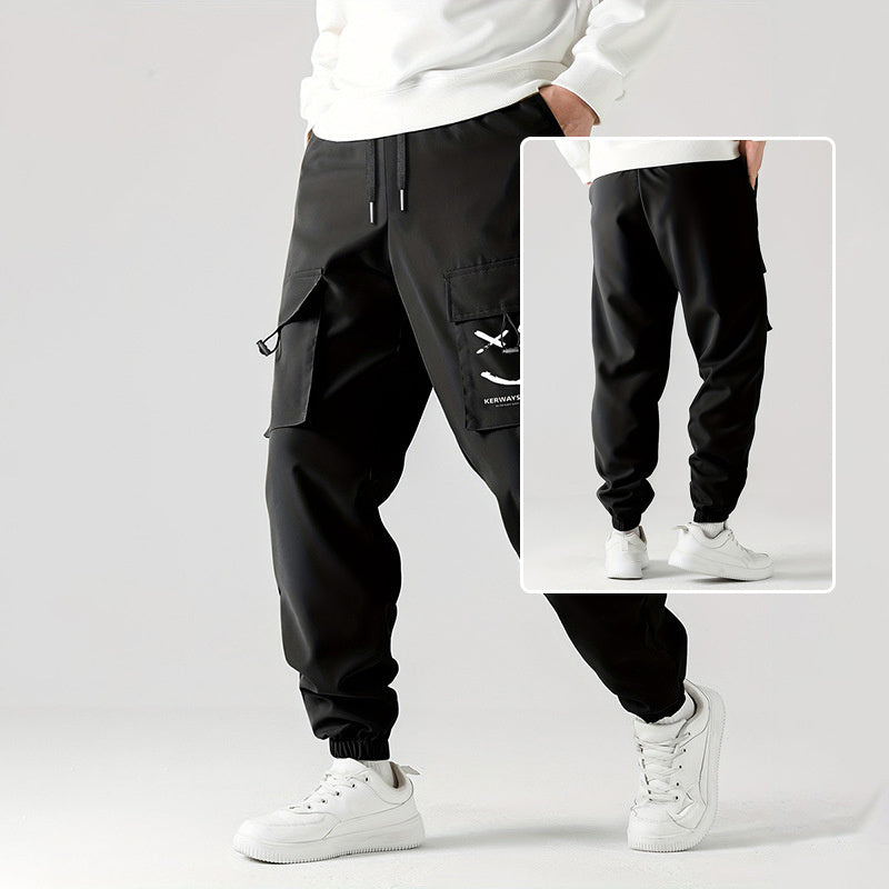Straight-Leg Multi-Pocket Print Cargo Pants