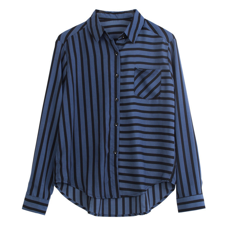 Striped Chiffon Professional Button Shirt