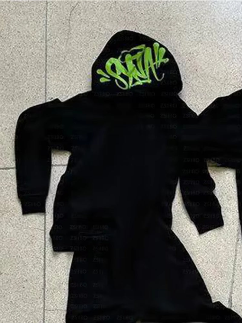 Y2K Street Fashion Graffiti 2-Piece Tracksuit Set Unisex