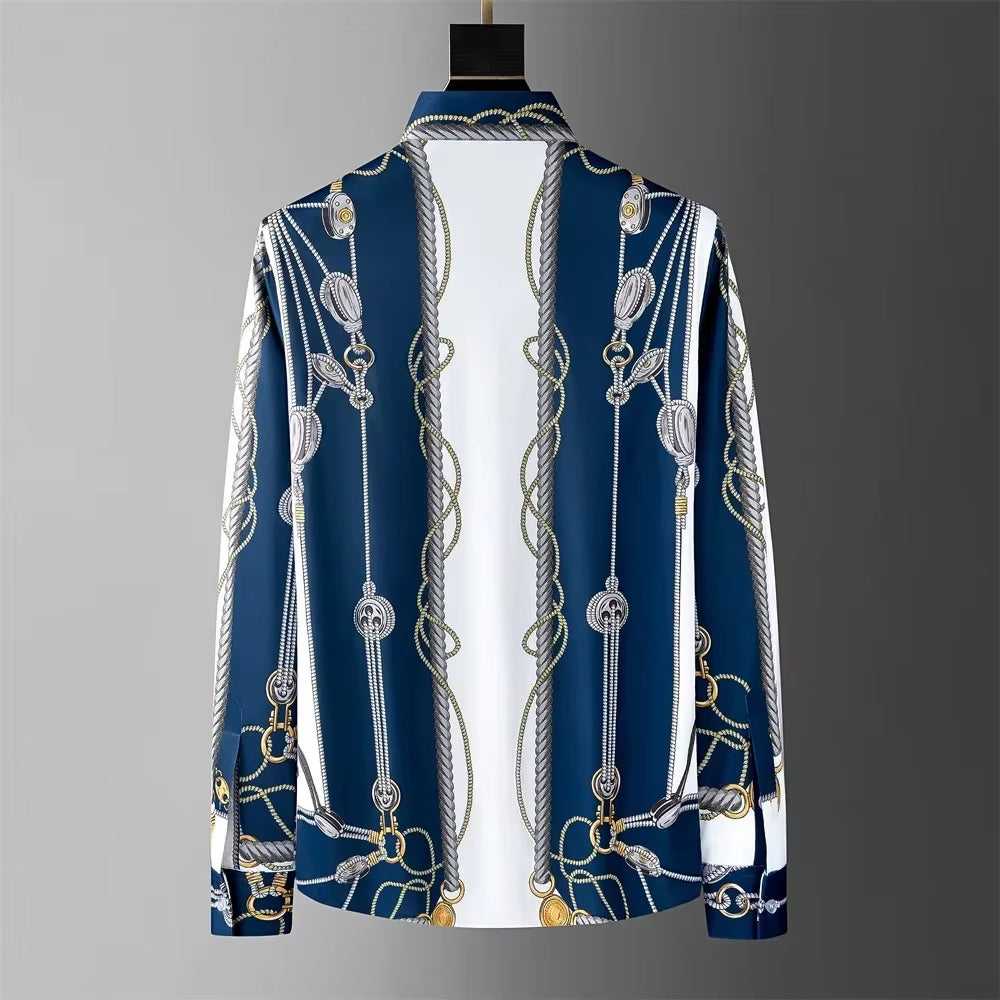 Premium Luxury Printed Button-Up Dress Shirt