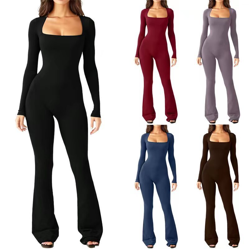 Body Shaping Square Collar Wide-Leg Jumpsuit