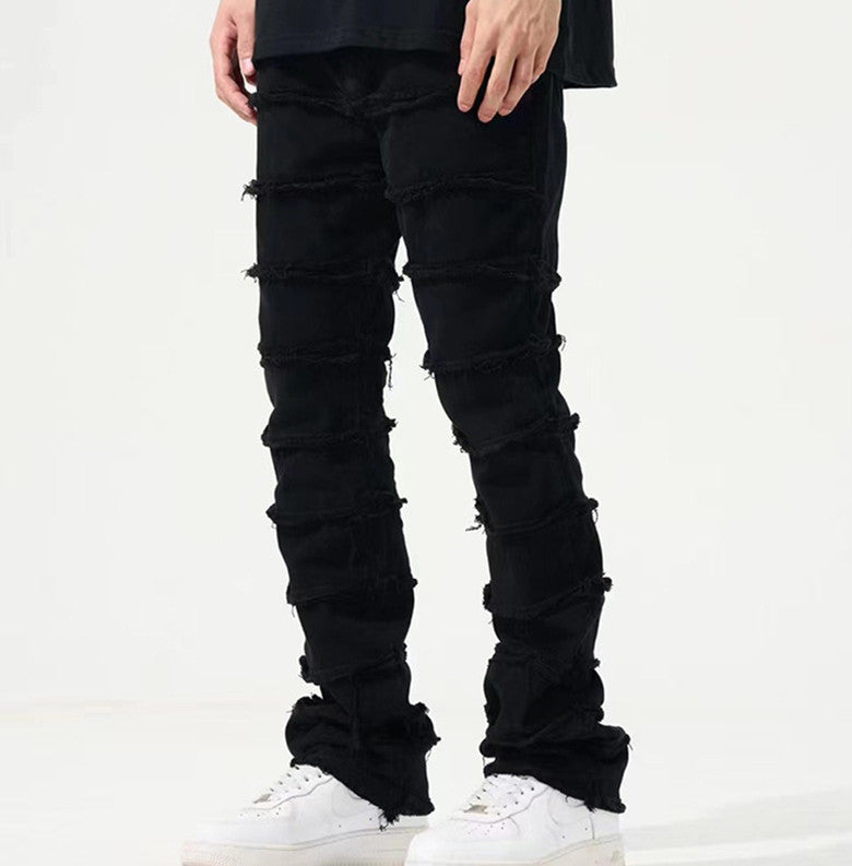 Men's Layered Fringed Casual Fashion Denim Jeans