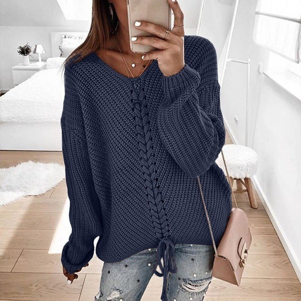 Knot Twist Knitted Loose Sweater Top