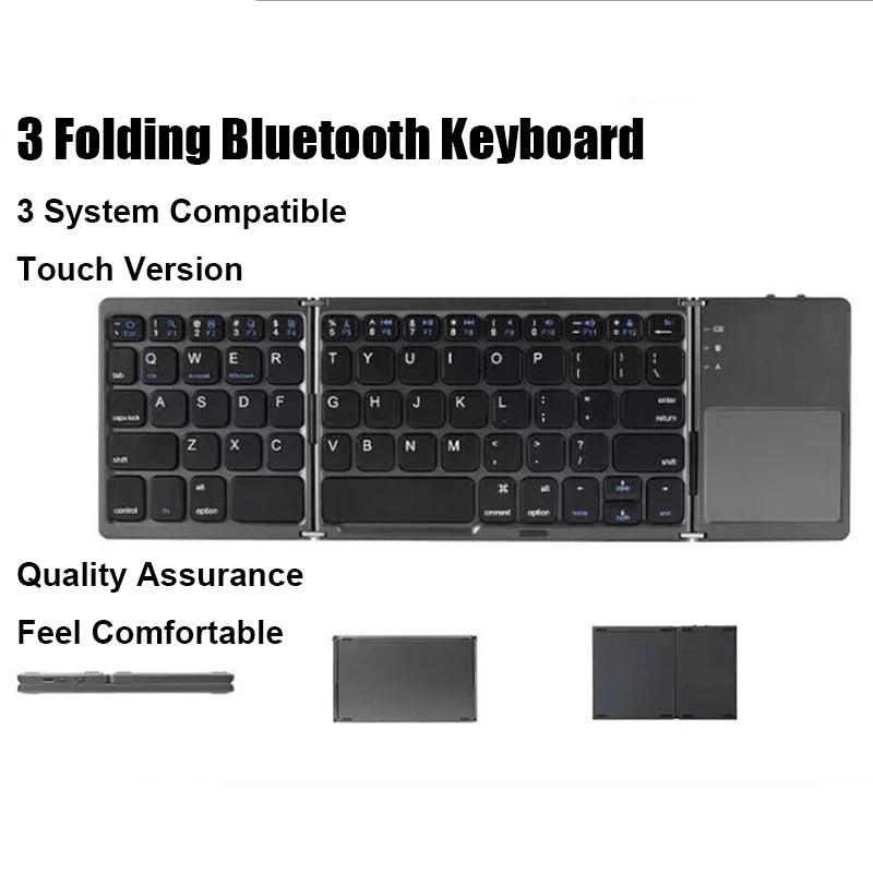 Multi-Compatible Mini Wireless Folding Bluetooth Keyboard [Model B033 includes Touchpad]