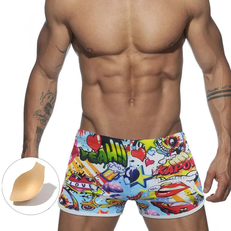 Mens Quick Dry Cartoon Swim Shorts 