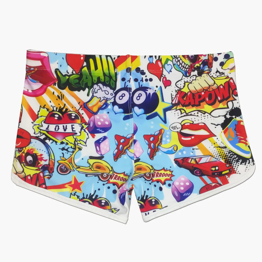 Mens Quick Dry Cartoon Swim Shorts 