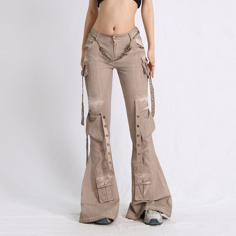 Women's Y2K Fashion Slimming High Waist Flared Pocket Cargos