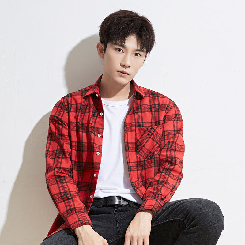 Basic Casual Plaid Long Sleeved Shirt