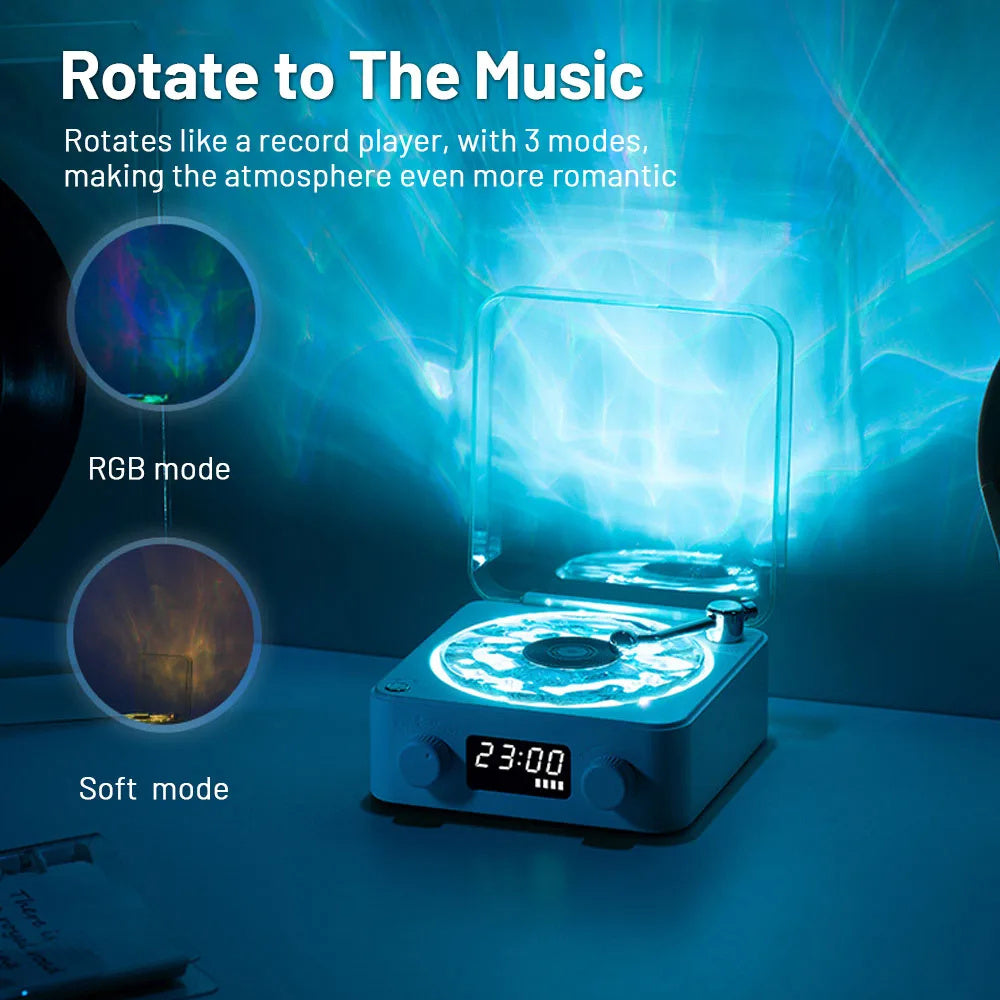 Retro RGB Projector Turntable Bluetooth Speaker 5.0 Vinyl Record Player With White Noise