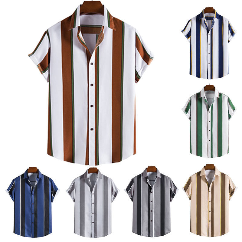 Casual Striped Pattern Retro Button Shirt