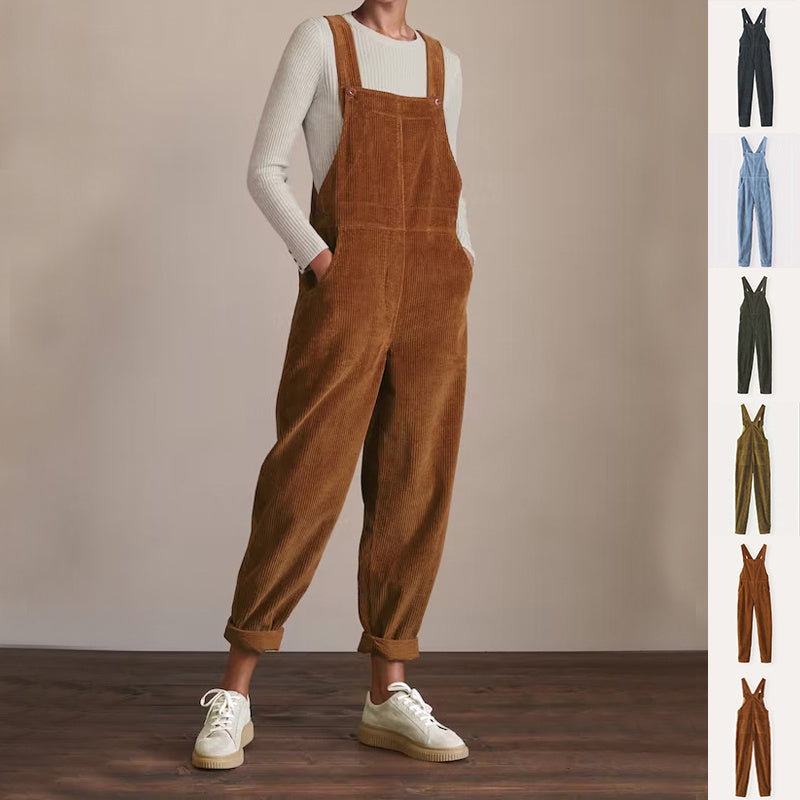 Corduroy Bib Overalls Casual Jumpsuit