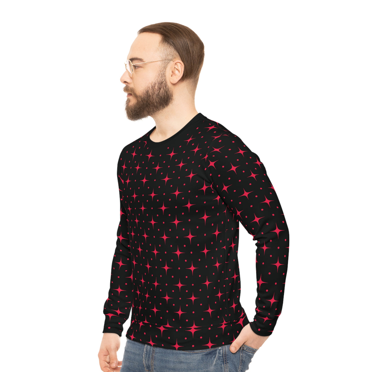 Star Lit Lightweight Sweatshirt - Red/Black, Unisex