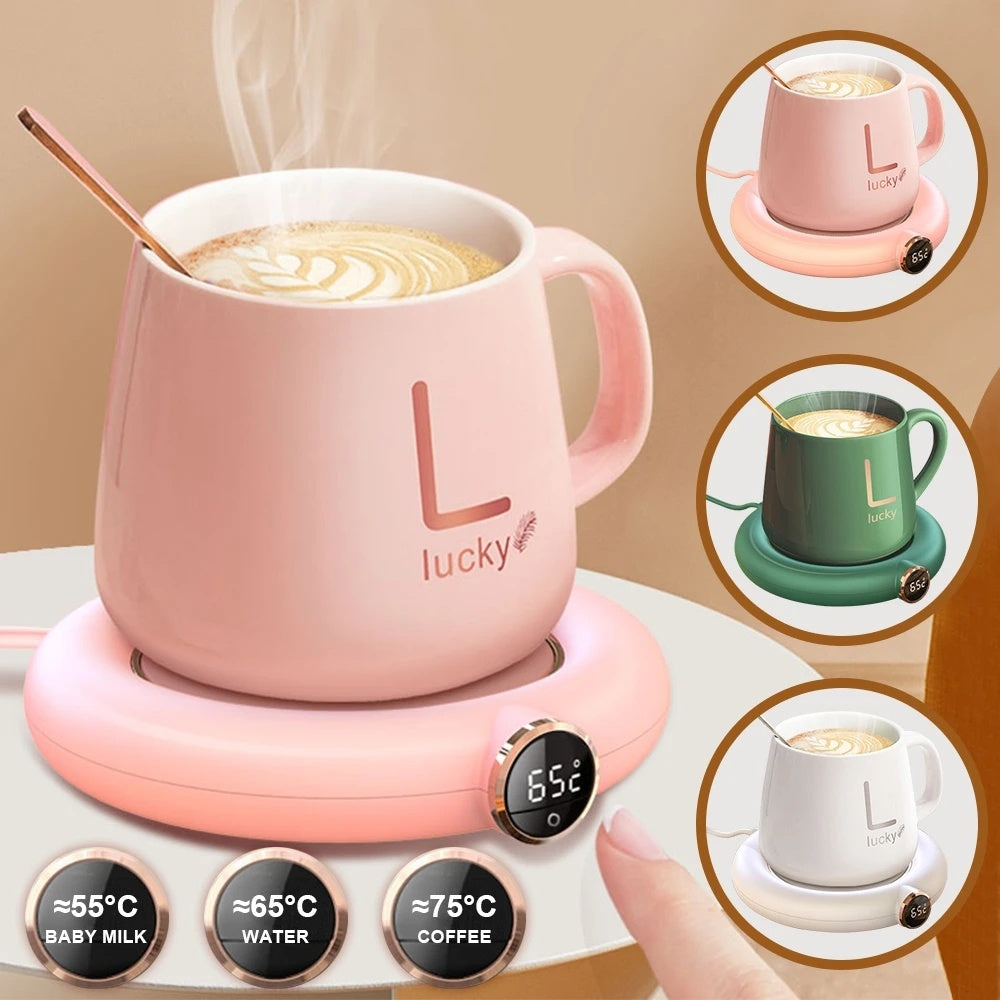 Temp Adjustable Cup Warmer Pad USB Charge LED Display