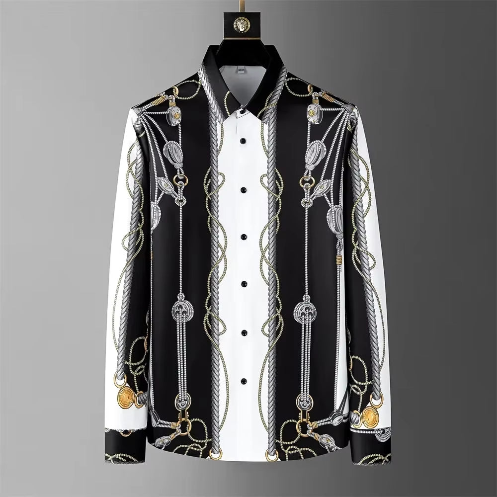 Premium Luxury Printed Button-Up Dress Shirt