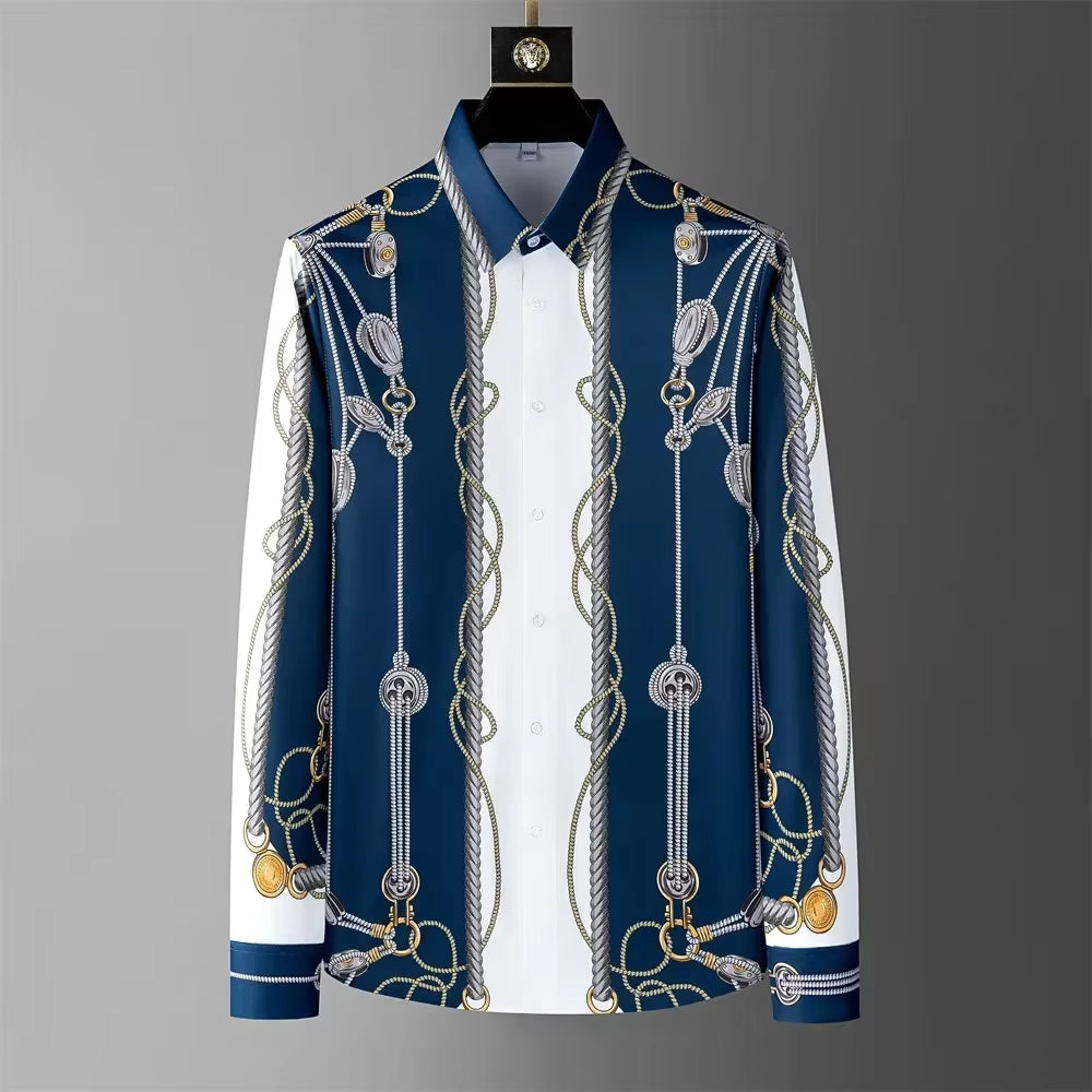 Premium Luxury Printed Button-Up Dress Shirt