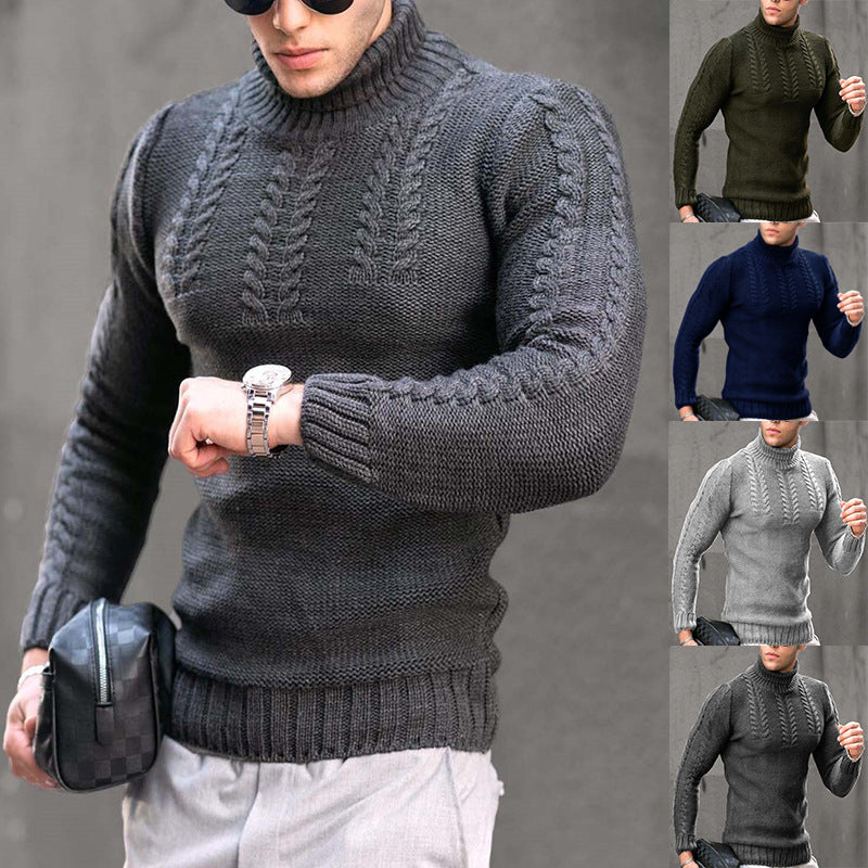 Men's Turtleneck Twist-Knot Fashion Thermal Sweater