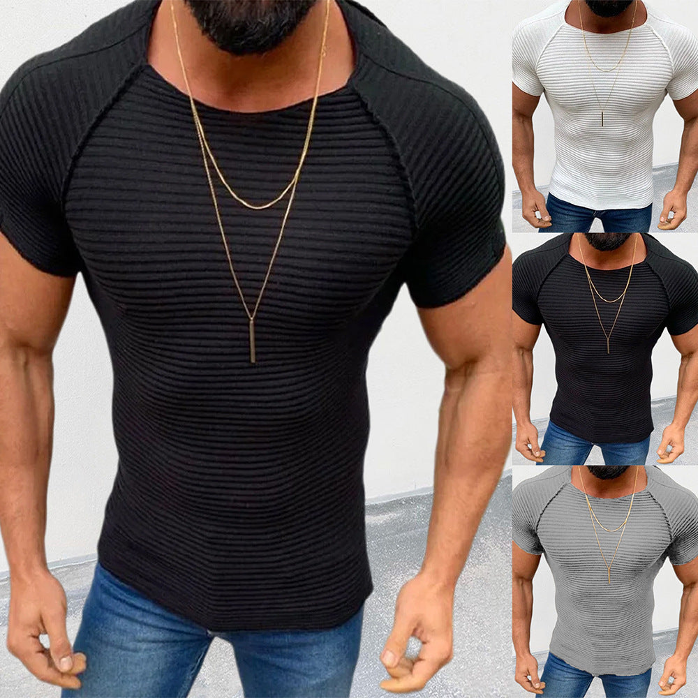 Rib-Knitted Fitted Muscle Shirt