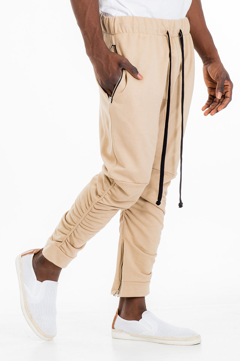 Gathered Cotton Sweat Pants