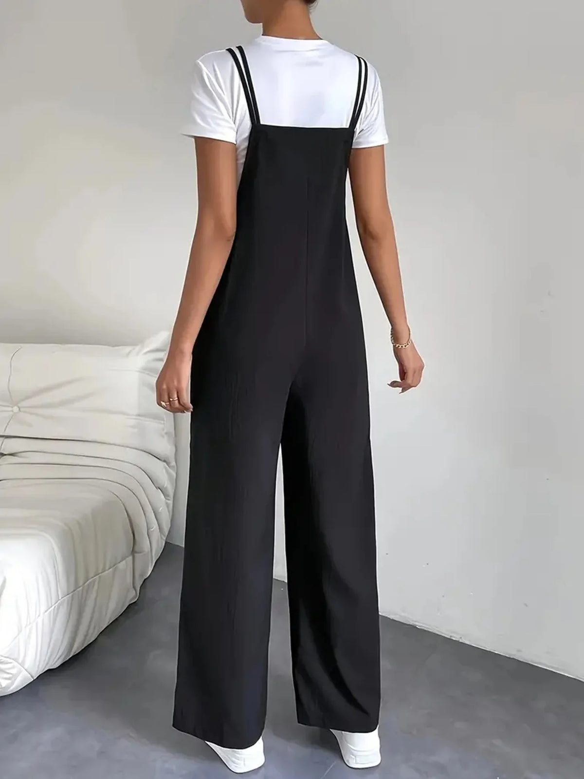 Women's Casual Fashion Straight-Leg Pocket Camisole Jumpsuit