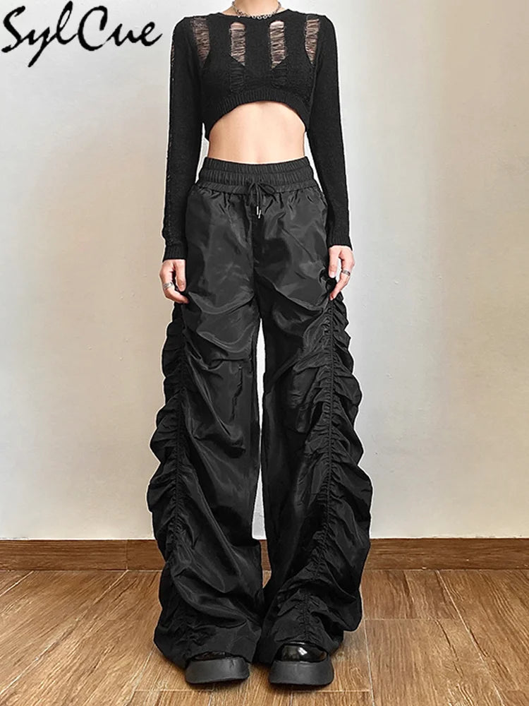 Women's All-Match High Waist Wide Leg Lantern Scrunched Trackpants