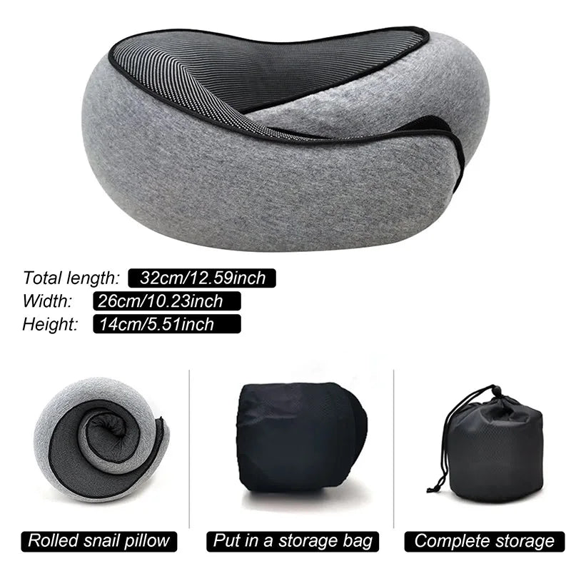 Travel Neck Memory Foam U-Shaped Snail Pillow 