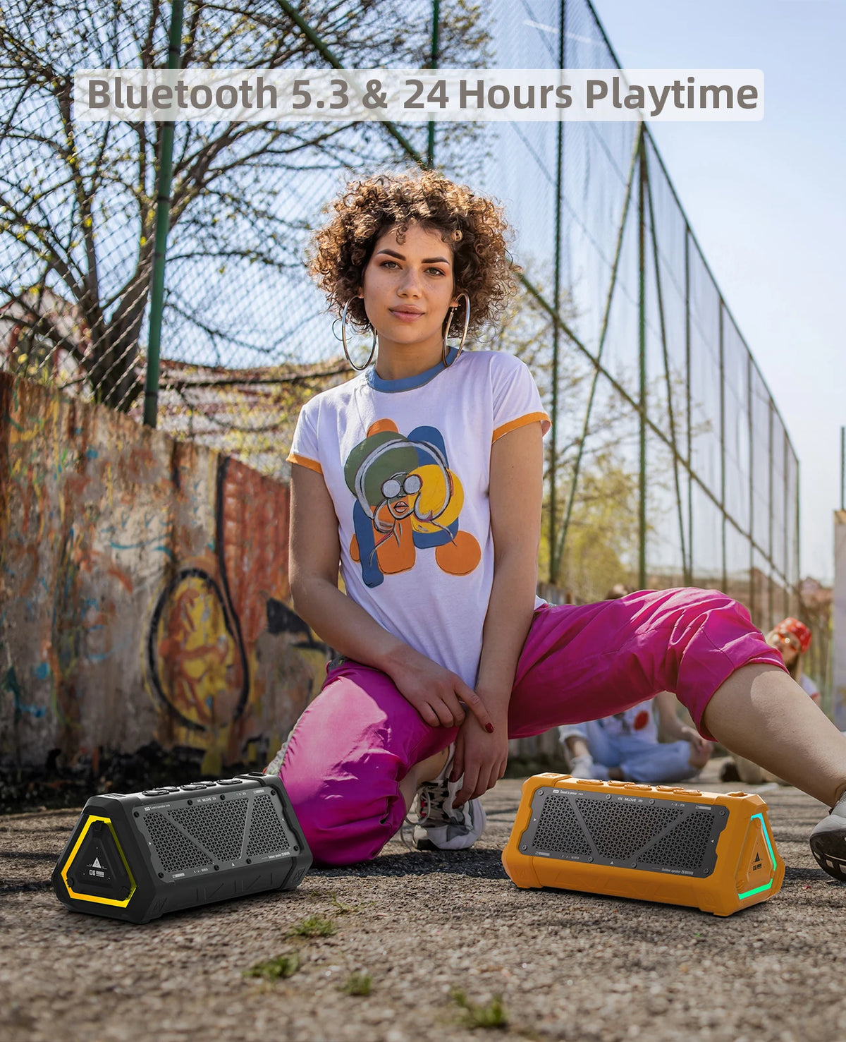 Powerful P3 Outdoor Bluetooth Speaker - 40W Stereo Sound, IPX7 Waterproof, Bluetooth 5.3, Micro SD Card & RGB Light