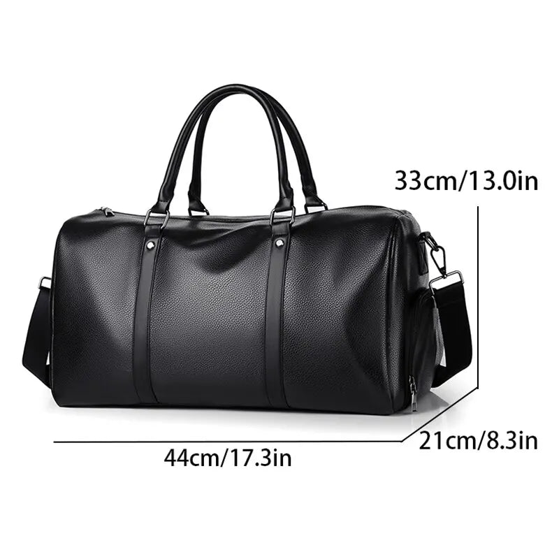 Retro PU Waterproof Leather Large Capacity Strap Travel Bag