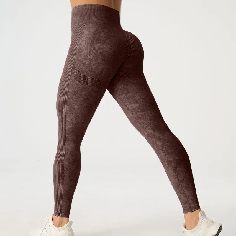 Women's High Waist Hip Lifting Quick-Dry Frosted Yoga Fitness Leggings