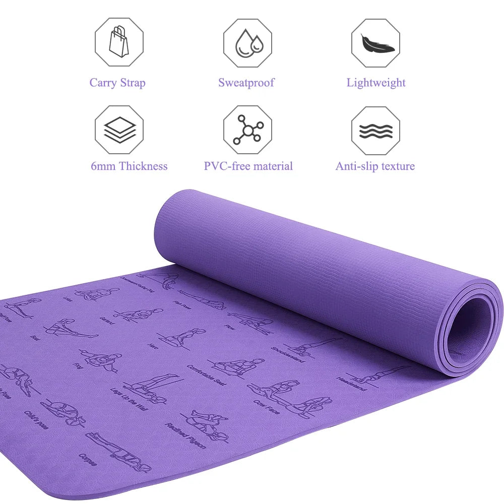 TPE Foam Anti-Skid Fitness Yoga Poses Mat 