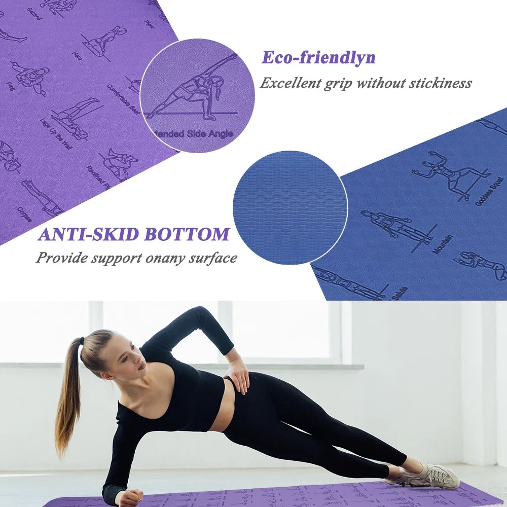 TPE Foam Anti-Skid Fitness Yoga Poses Mat 