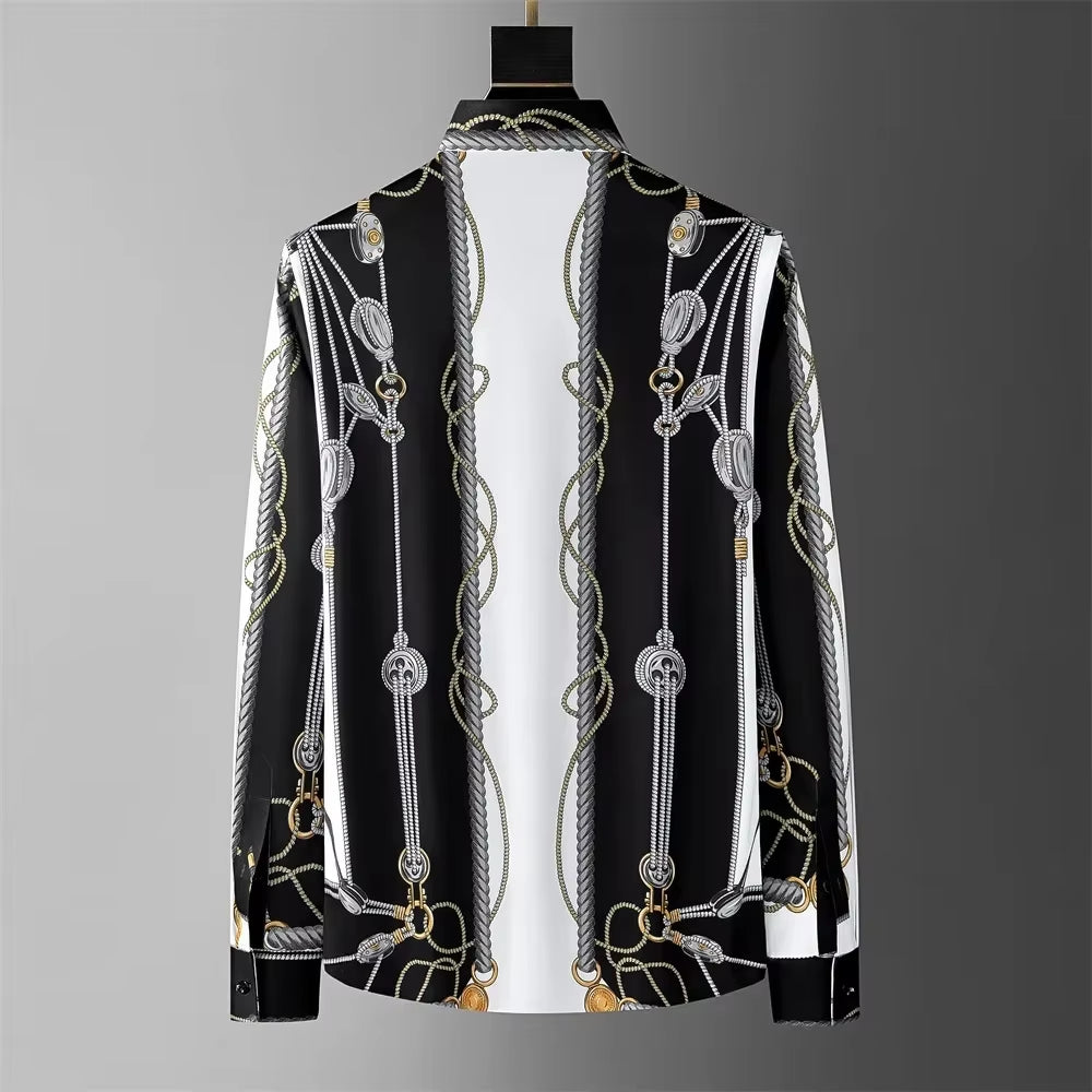 Premium Luxury Printed Button-Up Dress Shirt