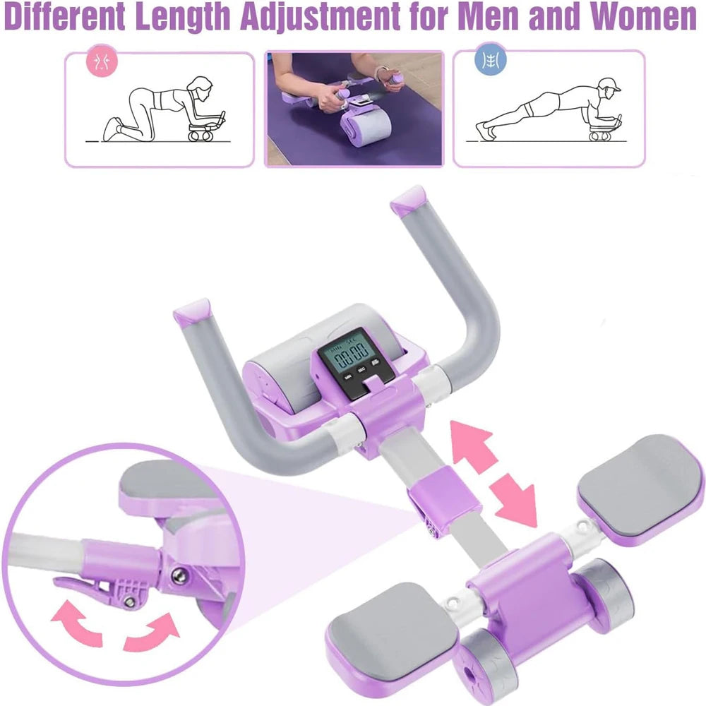 Tri-Wheel AB Roller with Elbow Support and Automatic Timer Rebound 