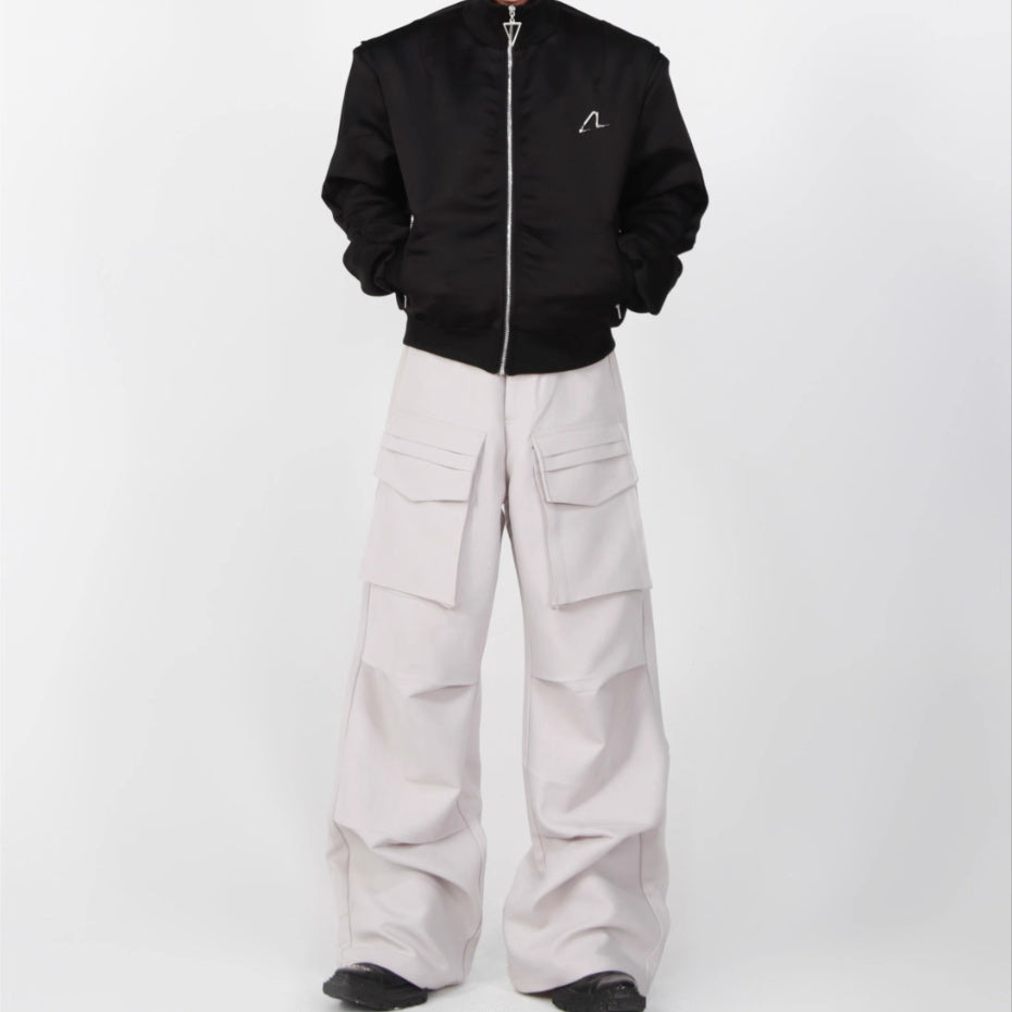 Men's Loose Trousers Large Pocket Stitching Straight Cargo Pants