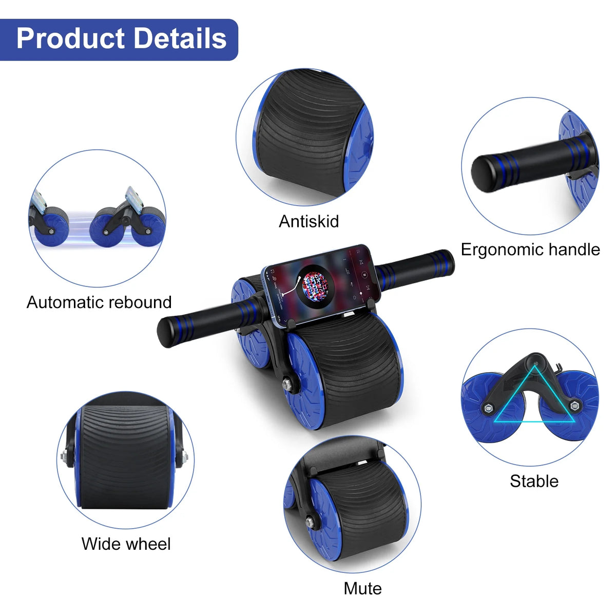 Phone Holding Automatic Rebound Abdominal Wheel 