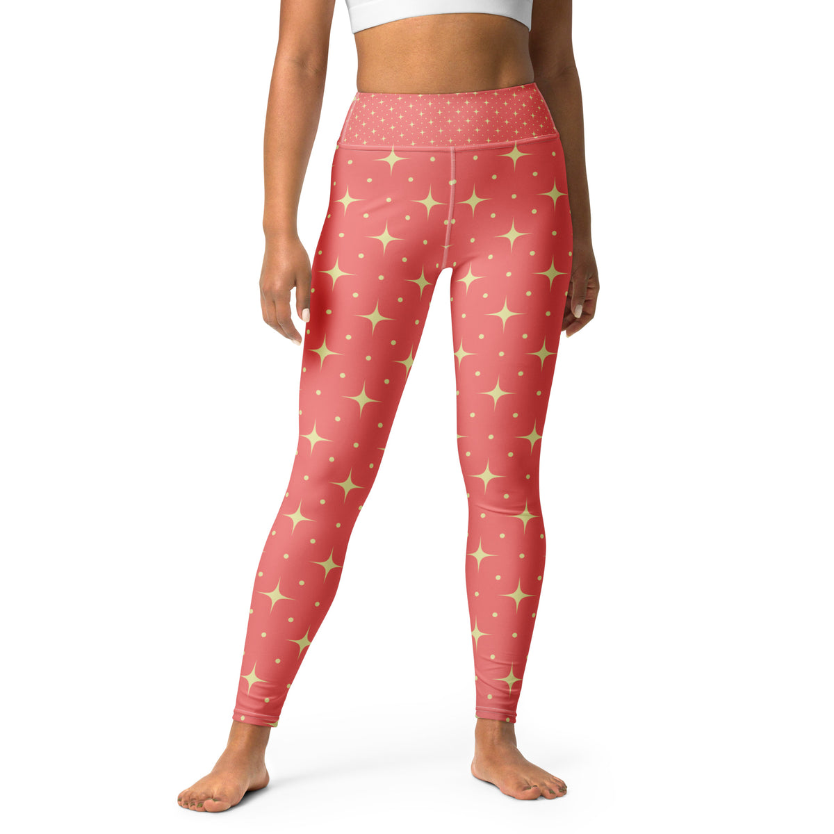 Star Lit High-Waisted Leggings - Gold/Salmon