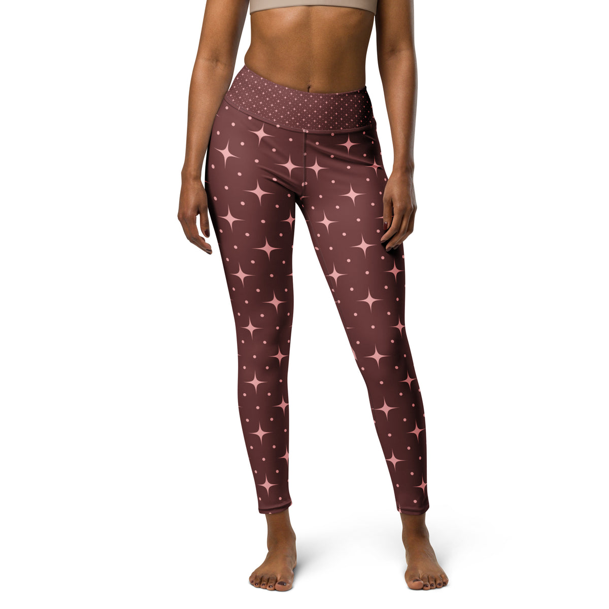 Star Lit High-Waisted Leggings - Pink/Auburn