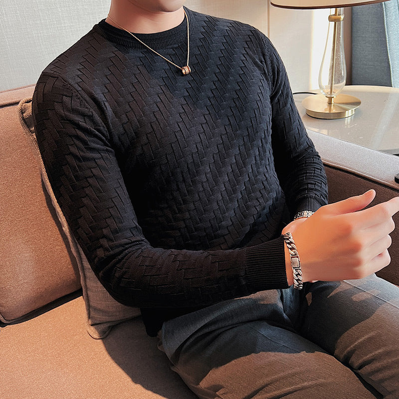 Jacquard Woven Round Neck Sweatshirt