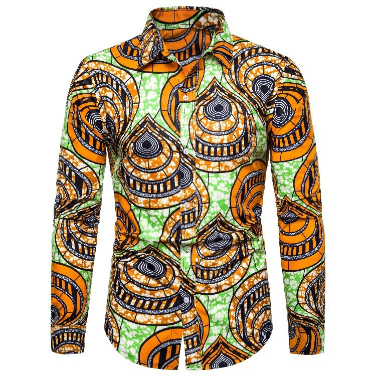 Men's Boho Print Button Up Shirt