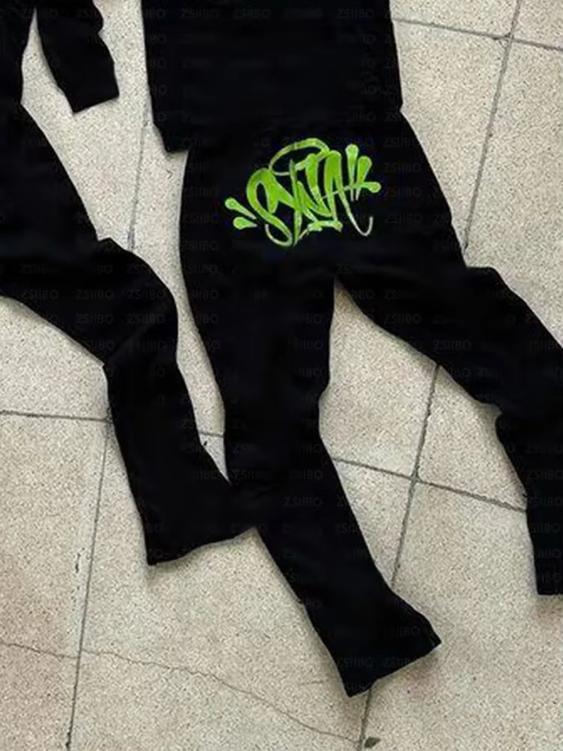 Y2K Street Fashion Graffiti 2-Piece Tracksuit Set Unisex