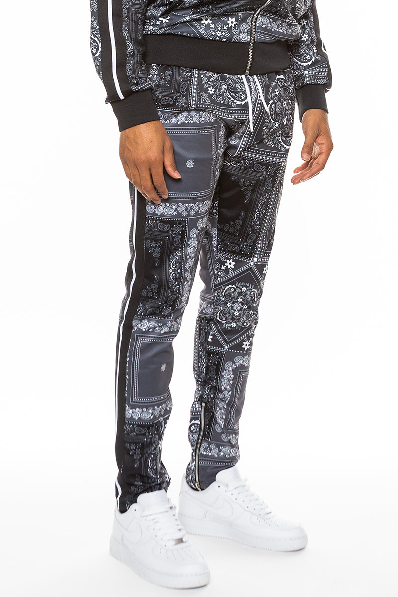 Paisley All Over Print Pants - Black